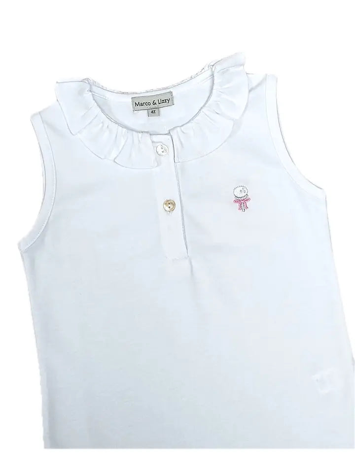 Golf Collection Girl's White Pima top - Little Threads Inc. Children's Clothing