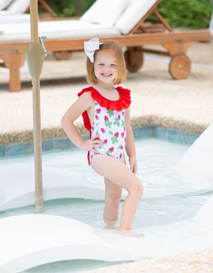 Strawberries print Girls swimsuit - Little Threads Inc. Children's Clothing