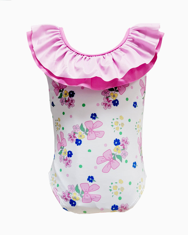 Girl's "Flower Bouquet" Print Swimsuit - Little Threads Inc. Children's Clothing