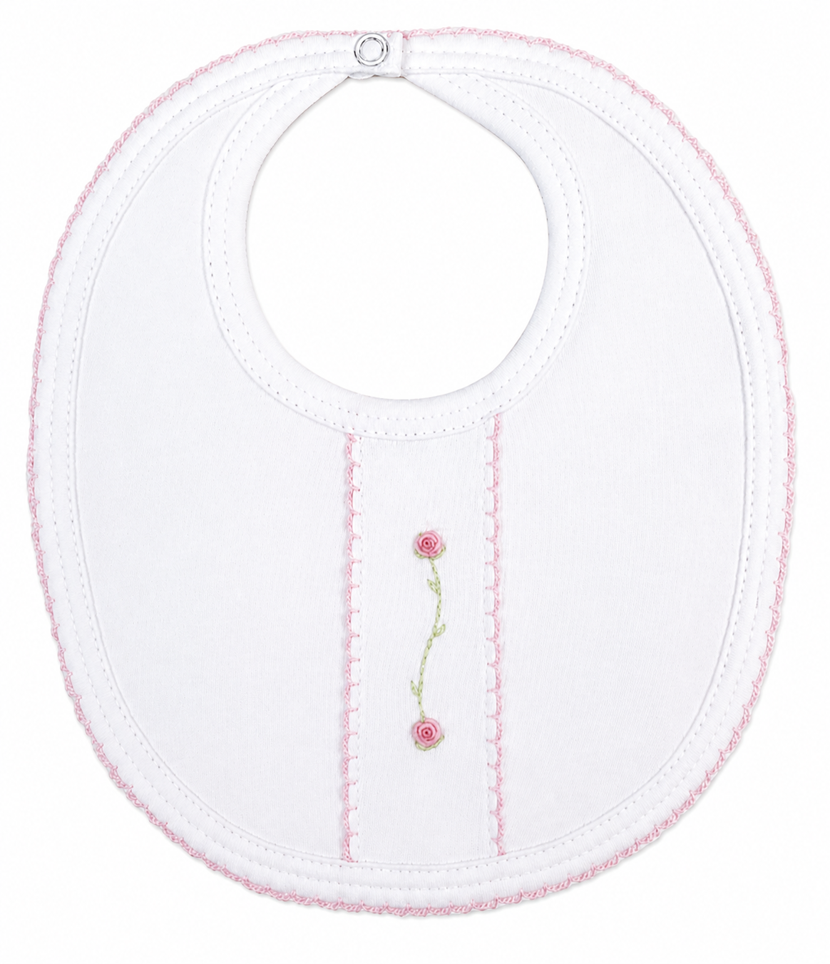 White Rose Vine Pima Cotton Baby Bib