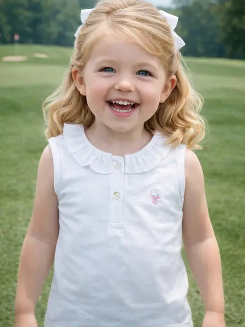 Golf Collection Girl's White Pima top - Little Threads Inc. Children's Clothing