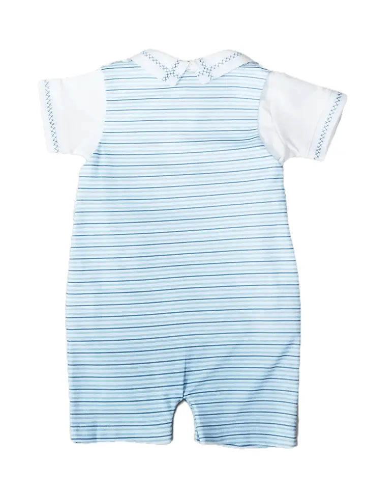 Blue Spring Flowers Boys Overall 2 Pc Set - Little Threads Inc. Children's Clothing