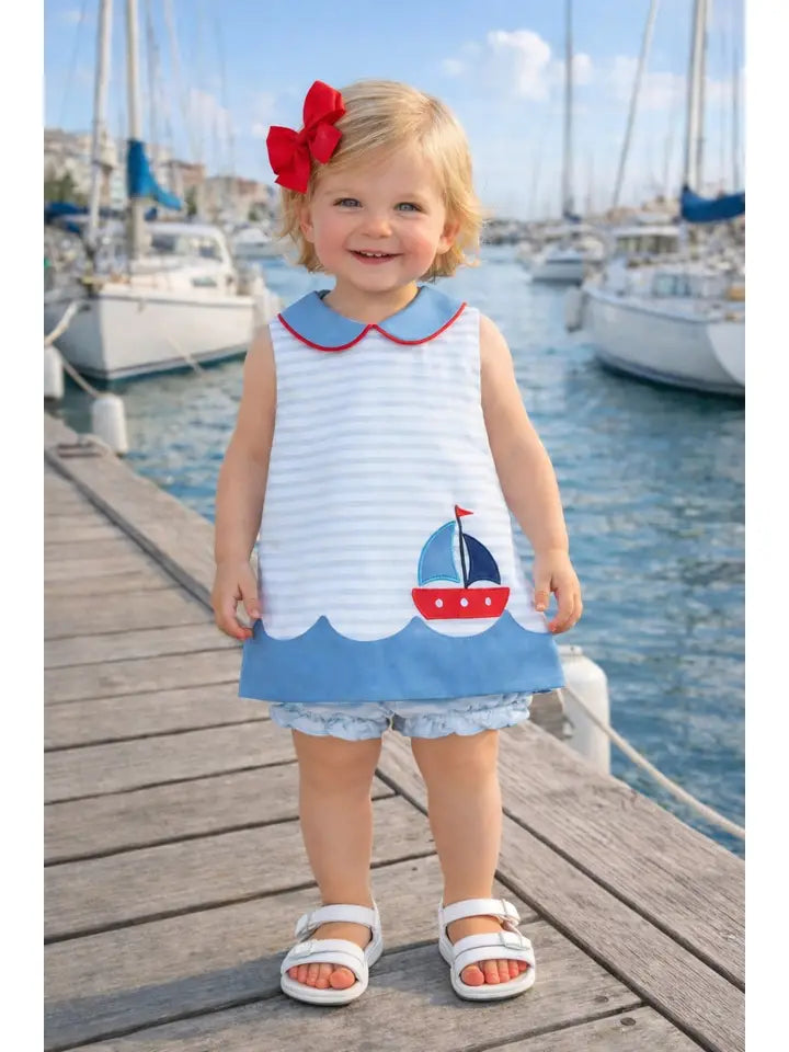 Sailboat Girls Bloomer Set - Little Threads Inc. Children's Clothing