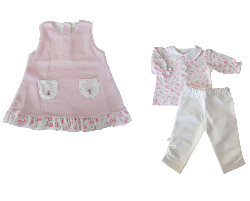 Baby Girl's Pink Velour "Arianne" 3 PC Dress Set - Little Threads Inc. Children's Clothing