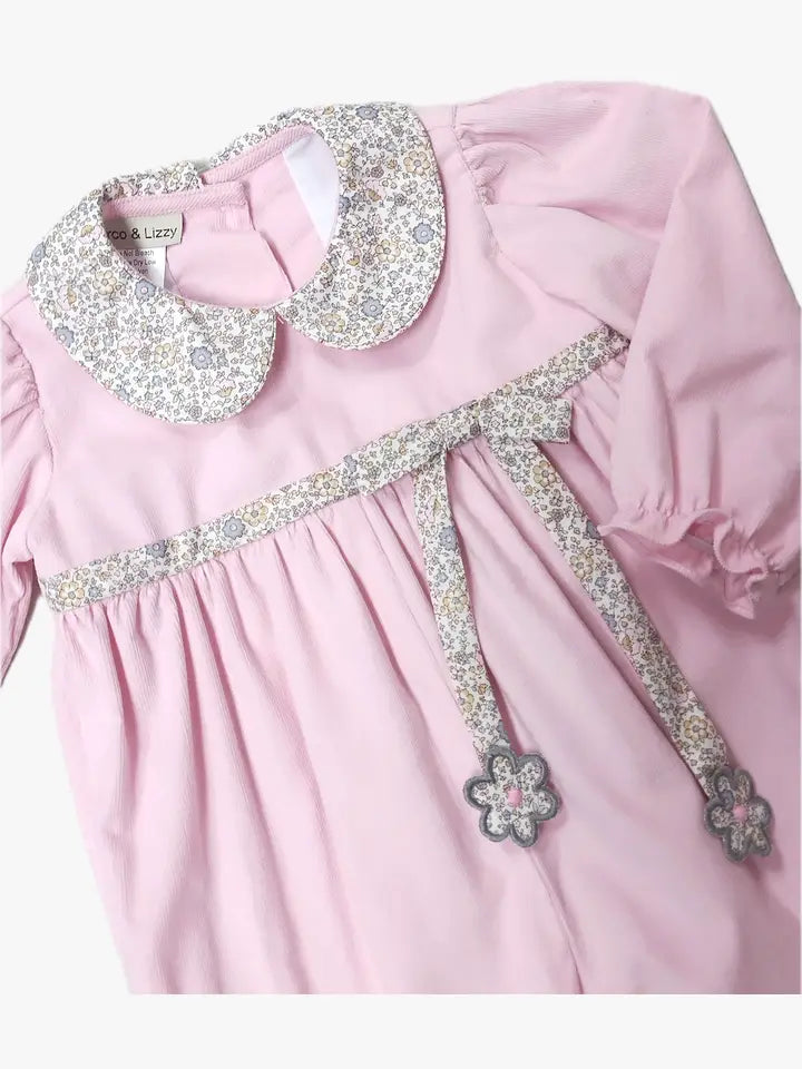 Girl's Pink corduroy Romper Winter Meadows Collection - Little Threads Inc. Children's Clothing