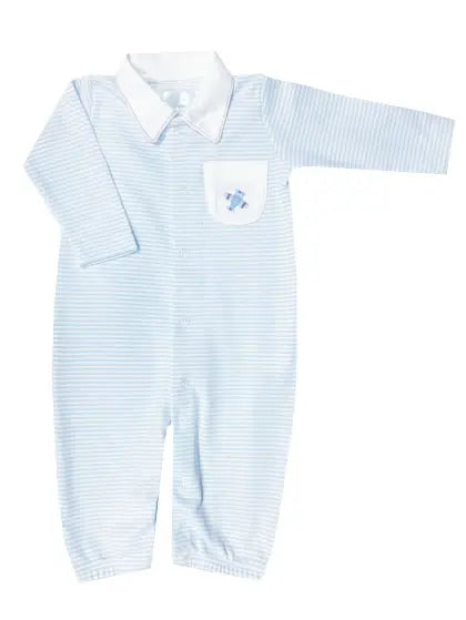 Airplanes Striped Pima Cotton Baby Converter Gown - Little Threads Inc. Children's Clothing