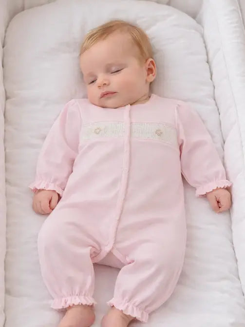 Baby Girl's Pink Smocked Flower Converter - Little Threads Inc. Children's Clothing