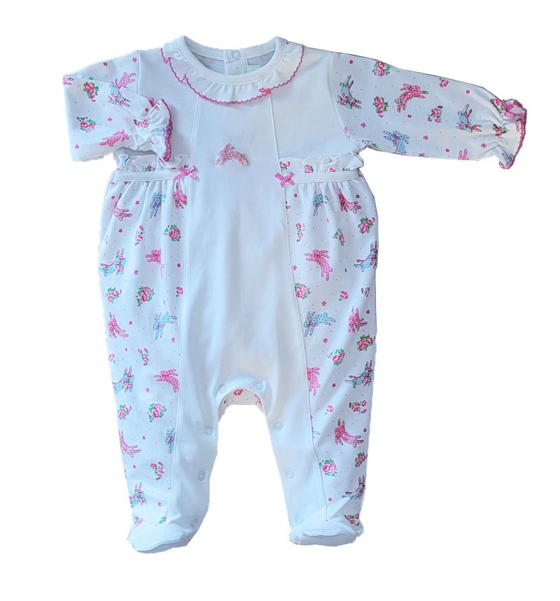 Baby Girl's "Happy Easter" Bunny Print Footie - Little Threads Inc. Children's Clothing