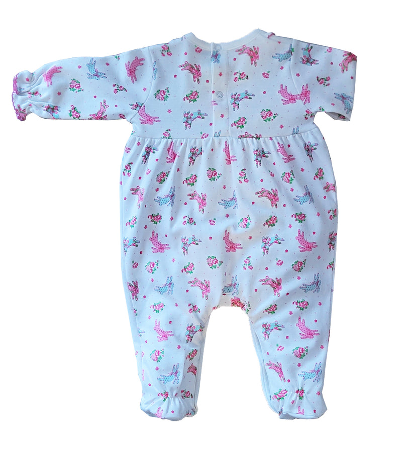 Baby Girl's "Happy Easter" Bunny Print Footie - Little Threads Inc. Children's Clothing