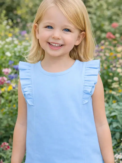 Positano Collection Sky Blue Girl's Pima Top - Little Threads Inc. Children's Clothing