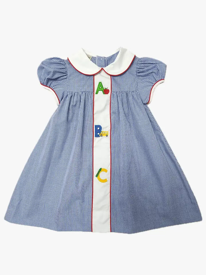 Back to School Appliqué girl's float dress - Little Threads Inc. Children's Clothing