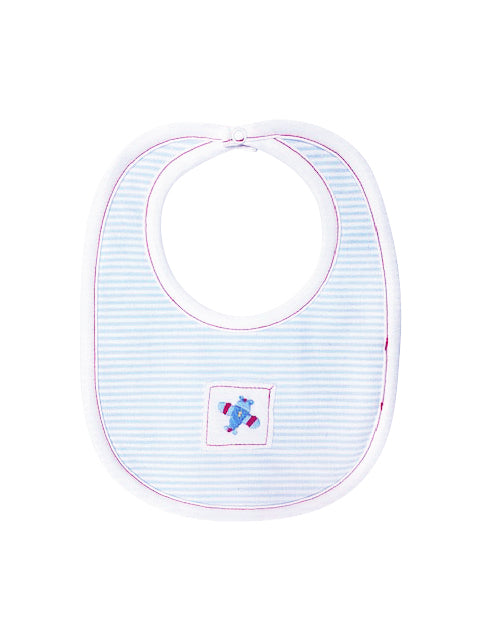 Baby's Airplanes Striped Pima Cotton  Bib - Little Threads Inc. Children's Clothing