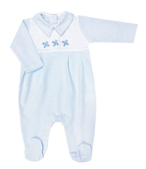 Baby Boy's "Airplanes" Striped Pima Cotton Footie - Little Threads Inc. Children's Clothing