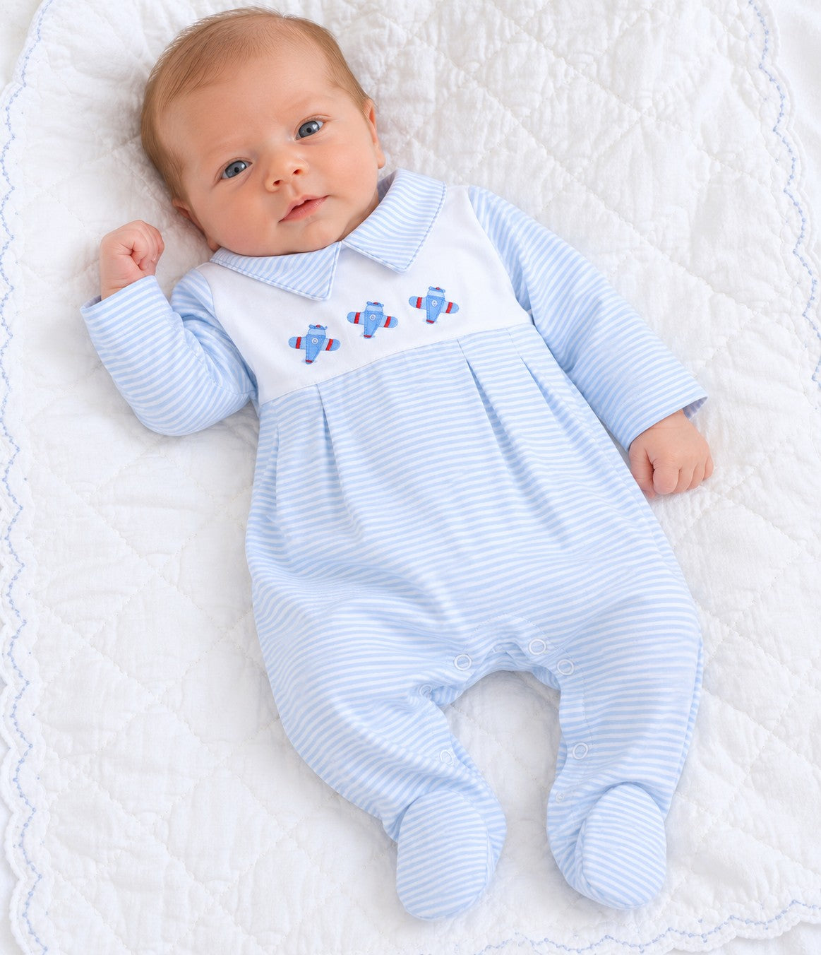 Airplane Pima cotton baby boy footie