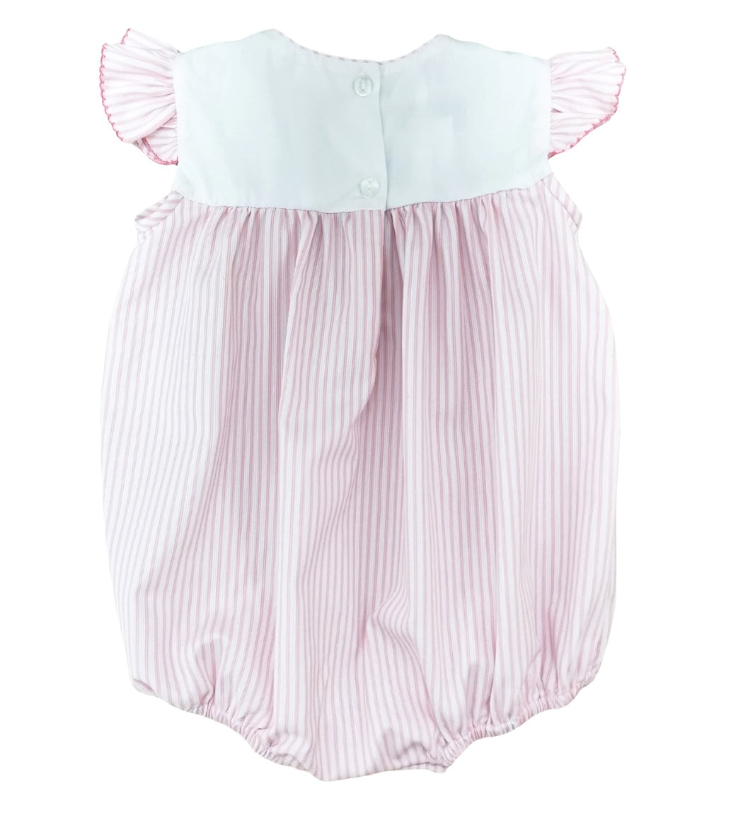 Pink Stripe Pique Strawberry Girl's Bubble - Little Threads Inc. Children's Clothing