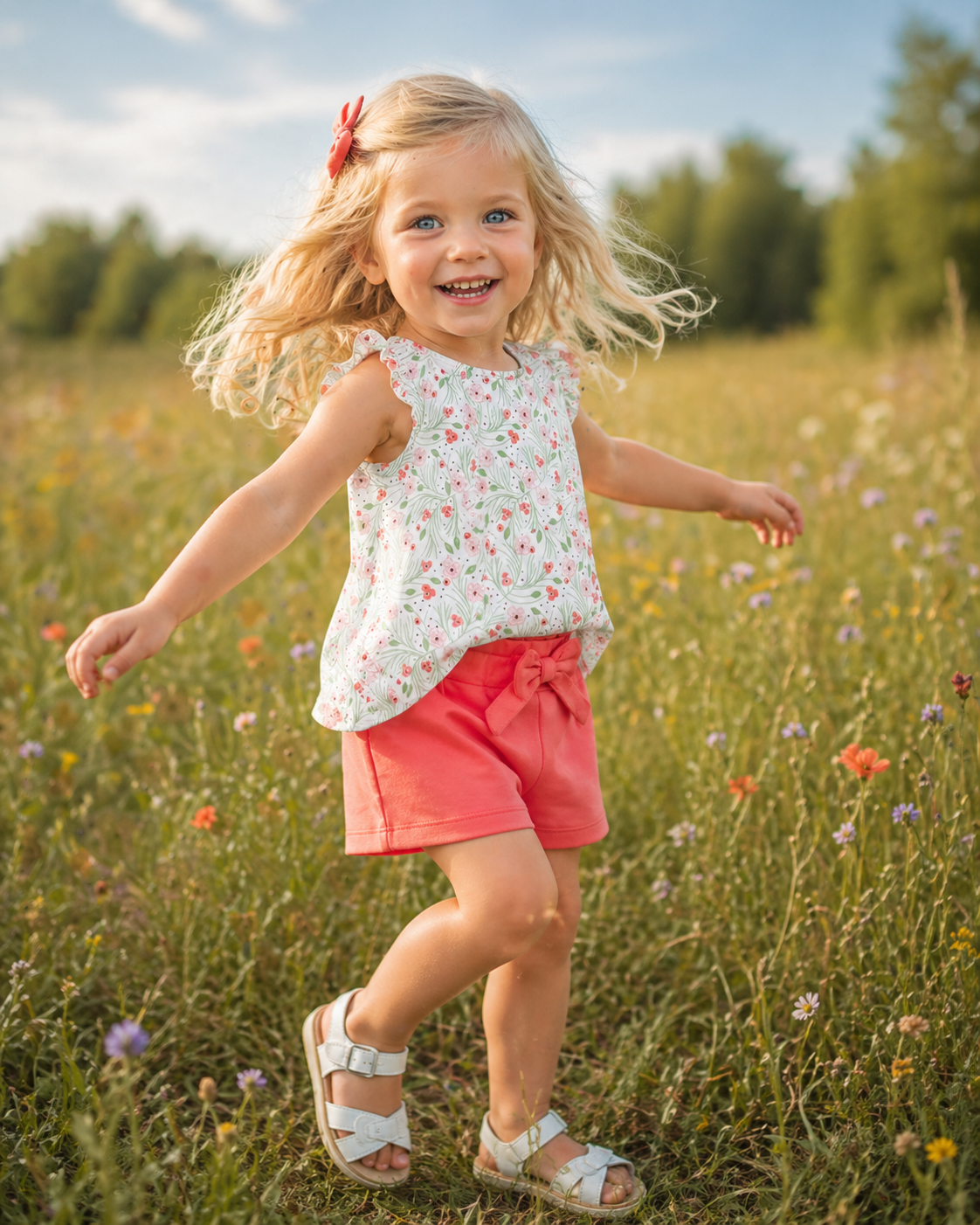 Cherry Blossoms Girl's Short Set