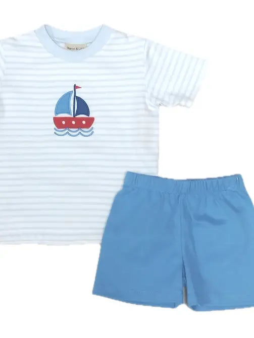 Sailboat Boys T Shirt Short Set - Little Threads Inc. Children's Clothing