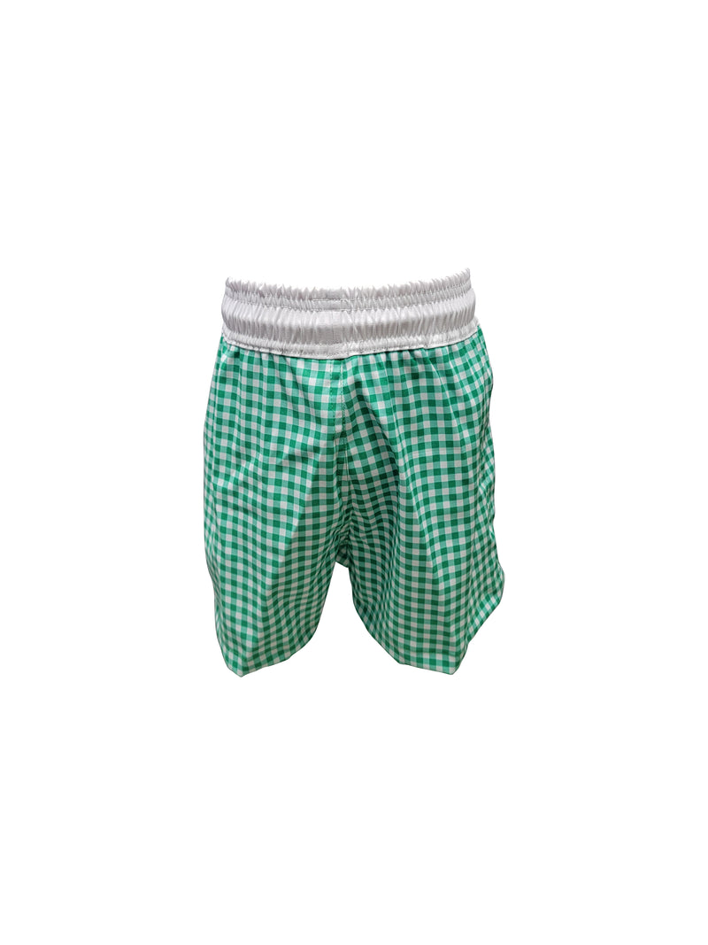 Boy's "Green Checks" Swim Trunks - Little Threads Inc. Children's Clothing