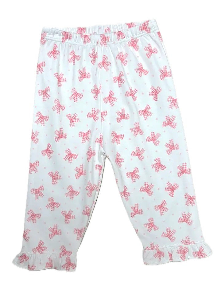 Onesie and Pant Set Pink Bows Print 100% Pima Cotton - Little Threads Inc. Children's Clothing