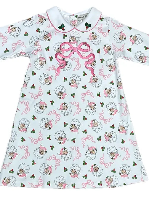 Santa Girl's bows dress Pink Santa Collection - Little Threads Inc. Children's Clothing