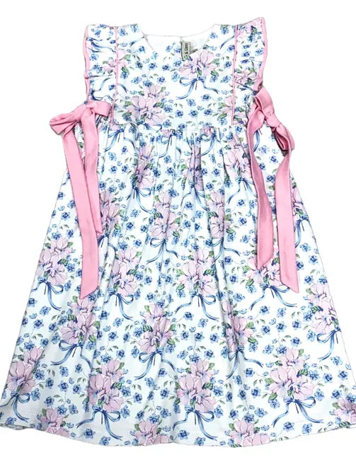 Blue Spring Flowers Ruffle Girl's Dress - Little Threads Inc. Children's Clothing