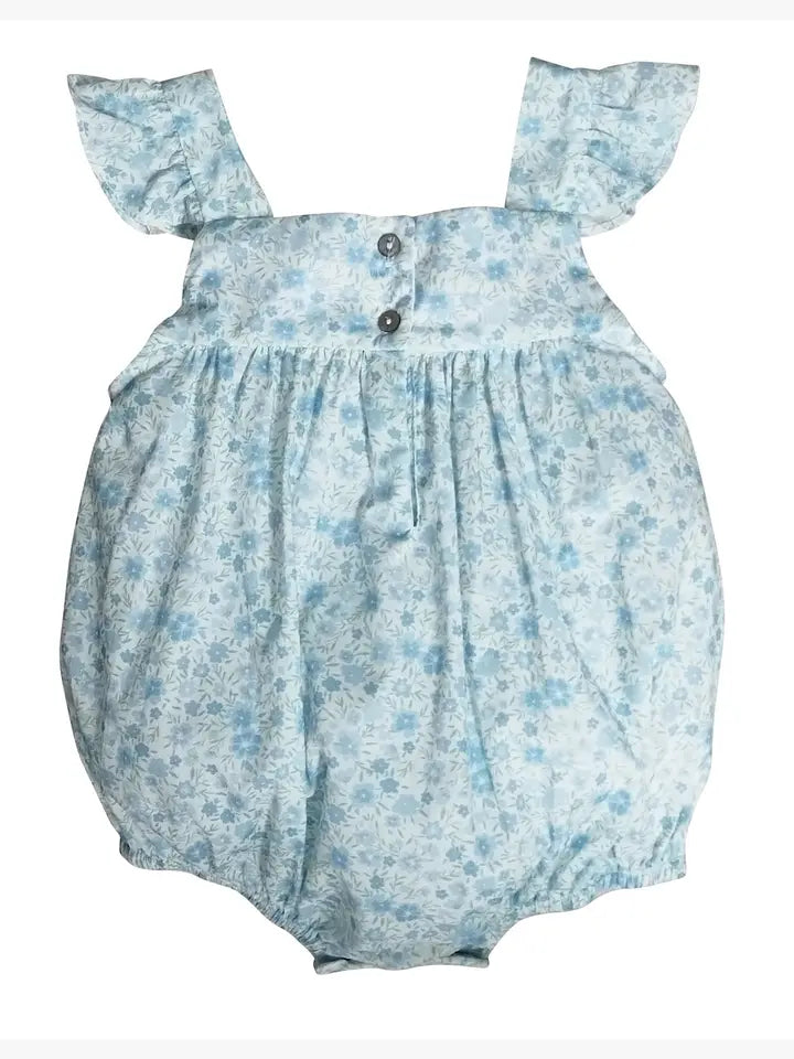 Carly & Ronnie Baby girl blue flowers romper - Little Threads Inc. Children's Clothing