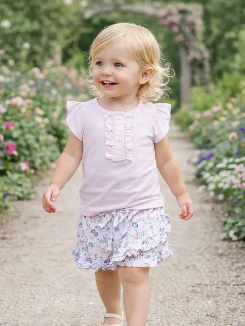 Blue Spring Flowers Girl's Floral Skort - Little Threads Inc. Children's Clothing