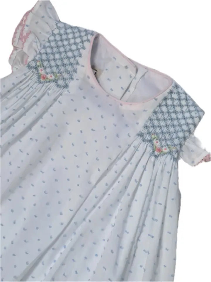 Sweet Spring  Blue Plumeti Girl's Smocked Bloomer Set - Little Threads Inc. Children's Clothing
