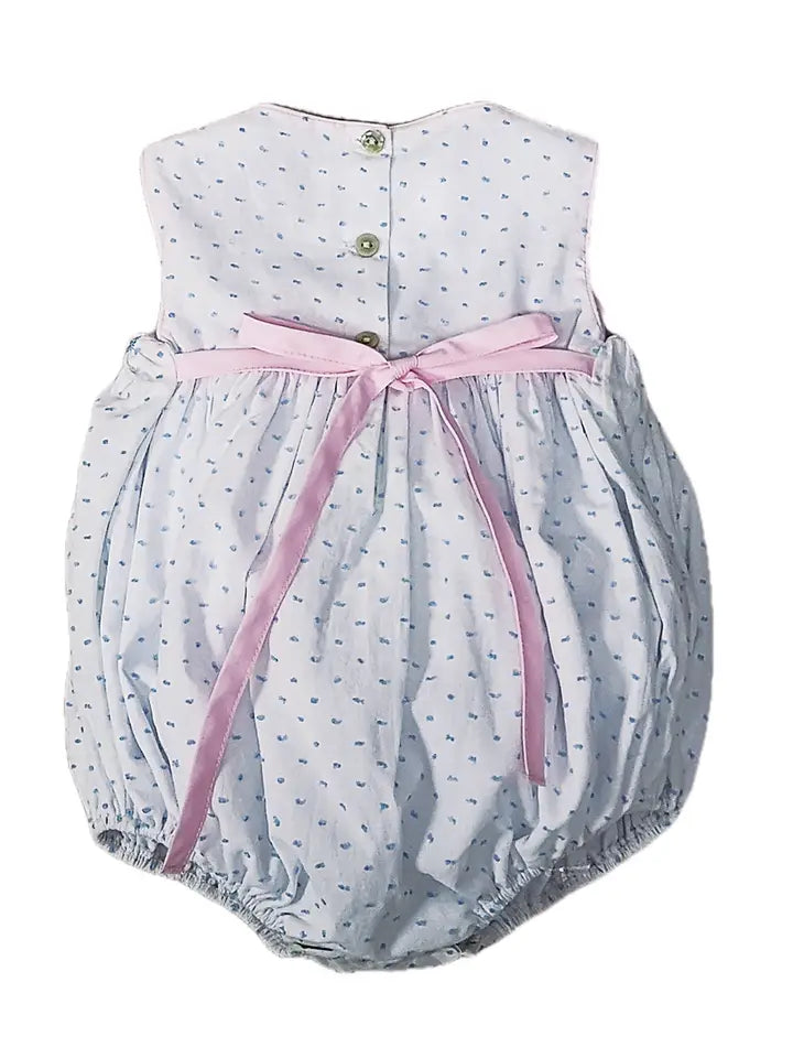 Sweet Spring Blue Smocked Plumeti Baby Girl Bubble - Little Threads Inc. Children's Clothing