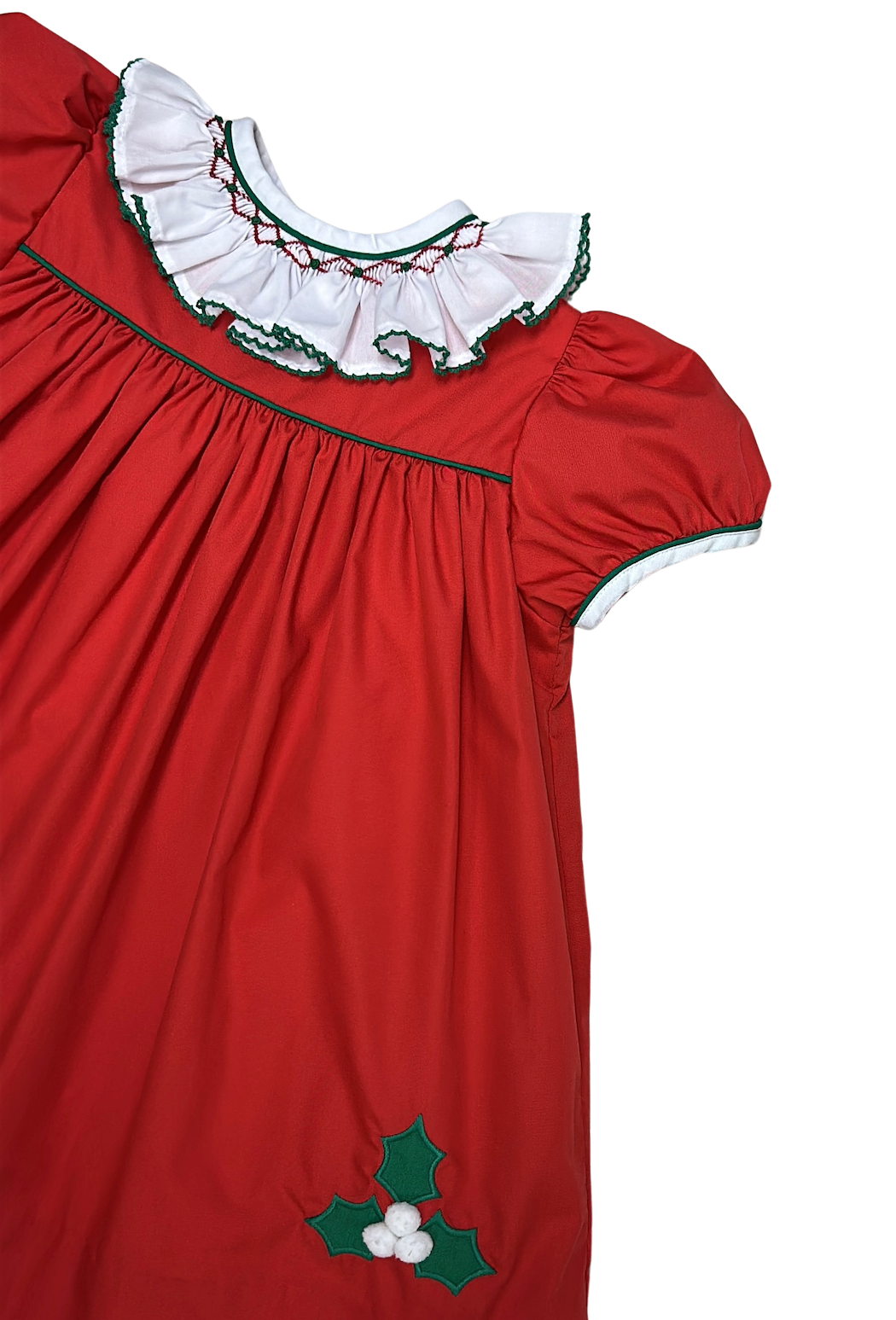 Christmas Holies Hand Smocked Girl's Dress