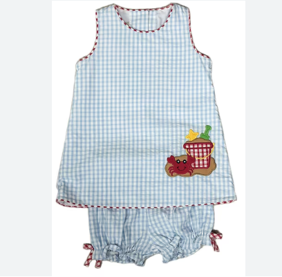 BABY GIRL CRABS BLOOMER SET - Little Threads Inc. Children's Clothing