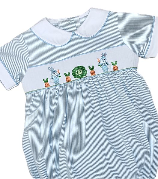 Easter Bunnies Boy Smocked Romper - Little Threads Inc. Children's Clothing