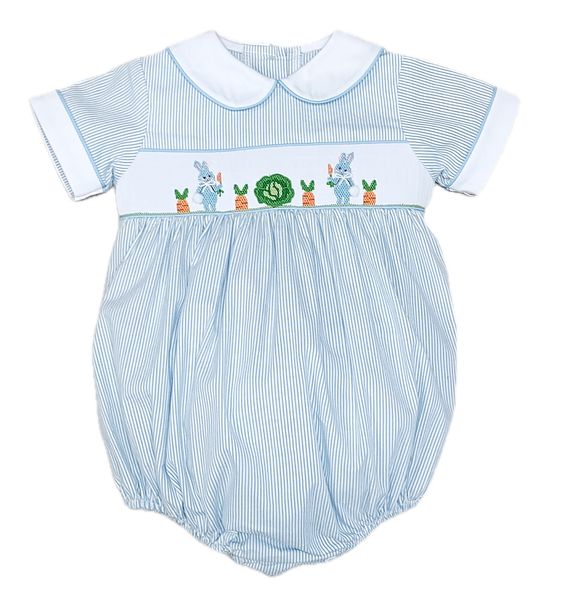 Easter Bunnies Boy Smocked Romper - Little Threads Inc. Children's Clothing