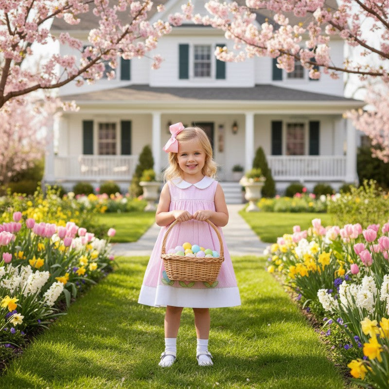 Pink Tulips Float Girl's Dress - Little Threads Inc. Children's Clothing