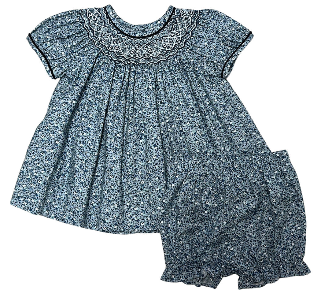 London hand smocked girl's bishop dress