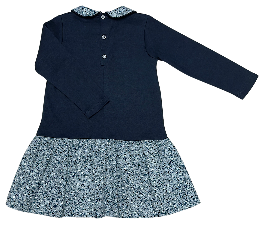 London Dropped Waist Knit Top Woven Bottom Girl's Dress - Little Threads Inc. Children's Clothing