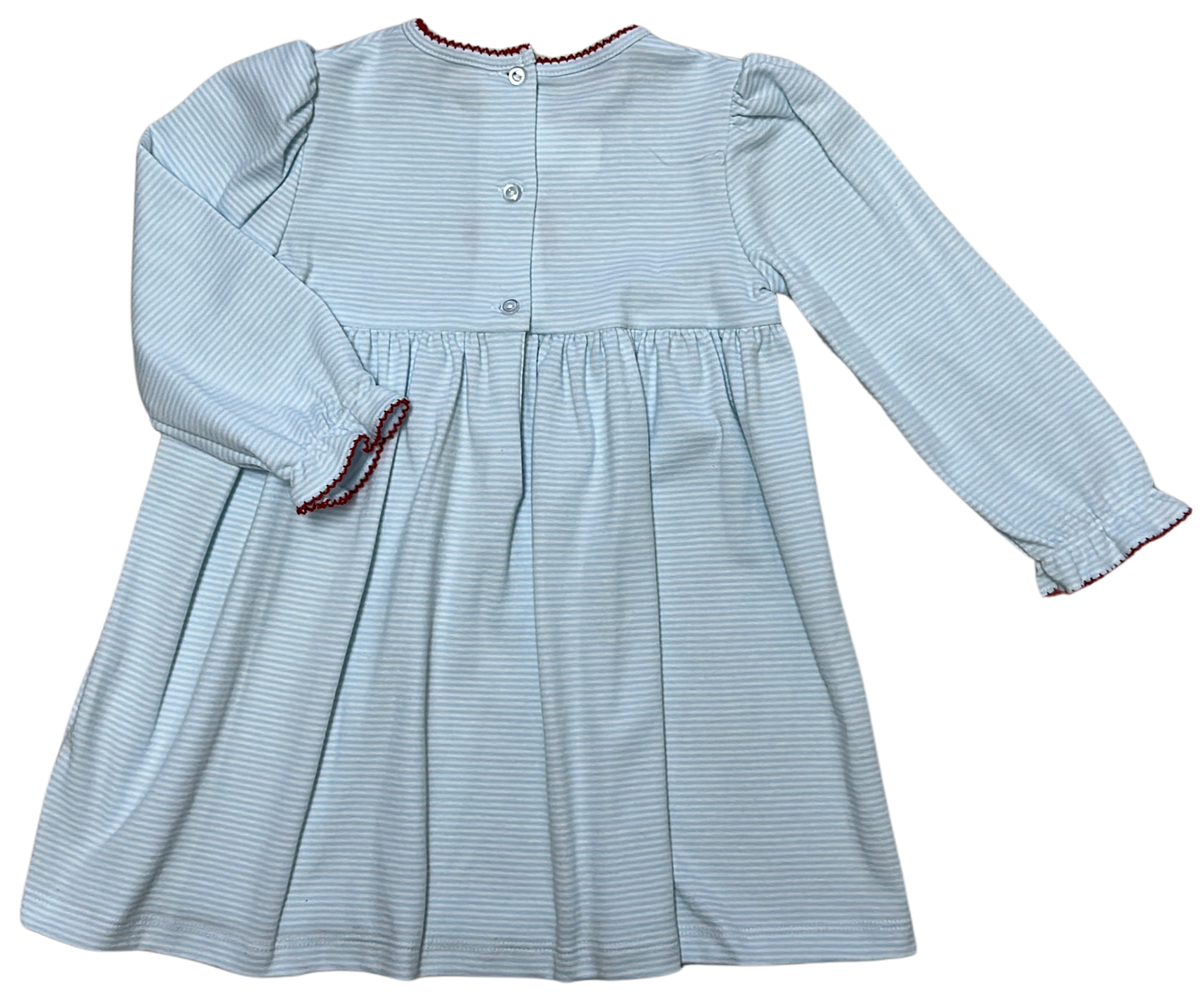 Christmas wreath knit blue stripe cotton knit drfess