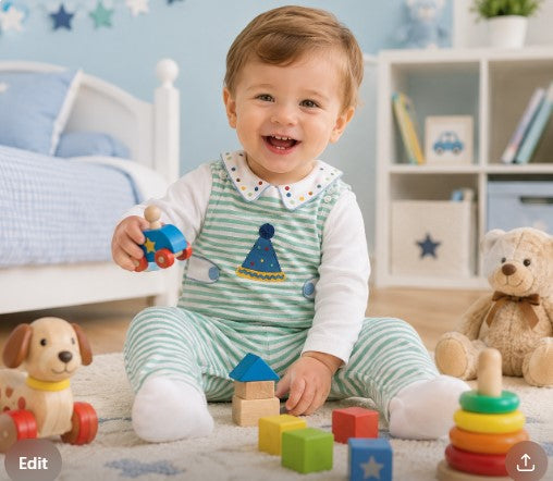 Boys Birthday hat overall set Birthday collection