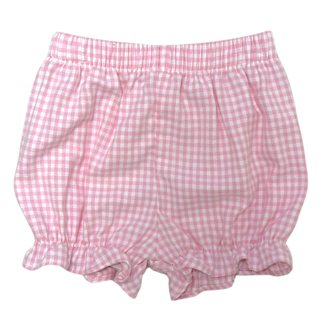 Pink Gingham Christmas Tree Smocked girl's bishop