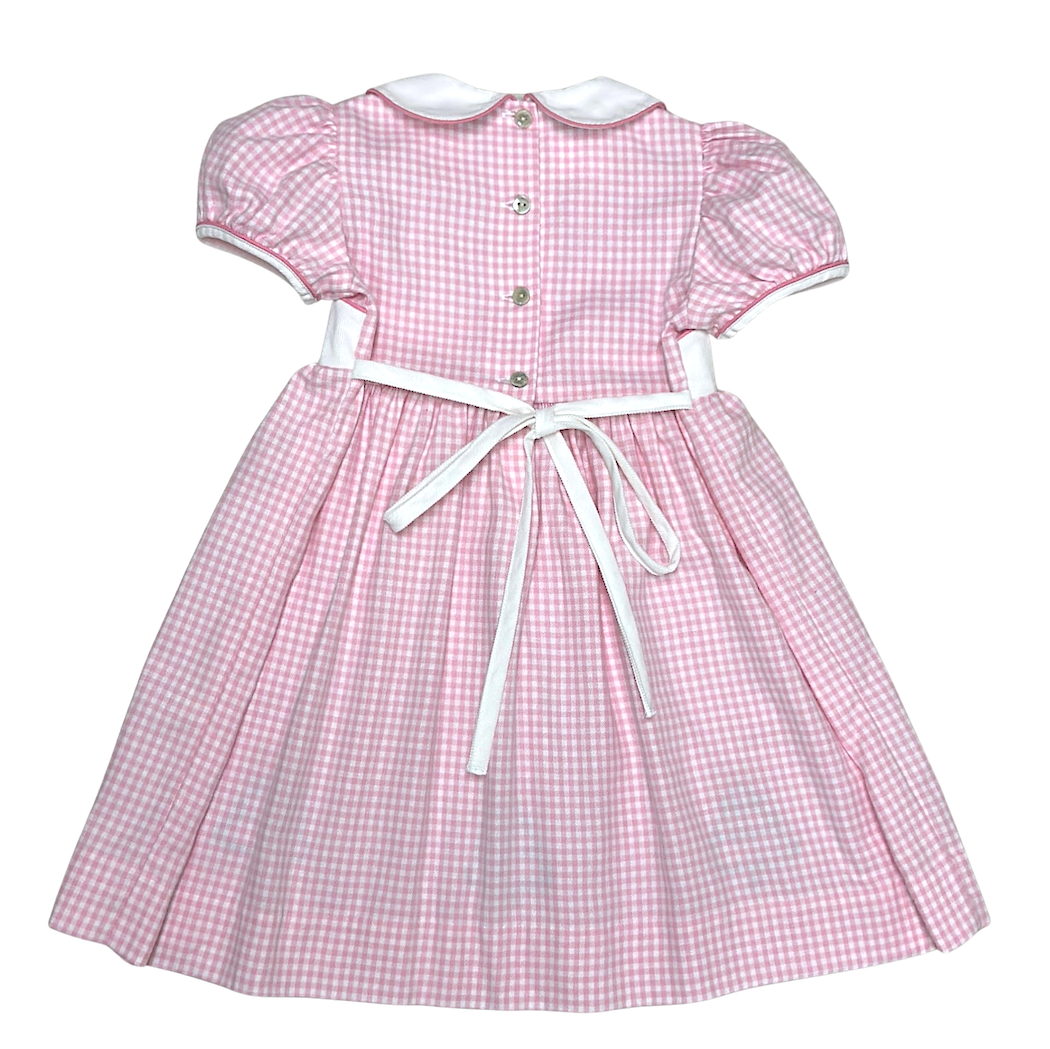 Pink checks Christmas Trees Girl's Classic Dress - Little Threads Inc. Children's Clothing