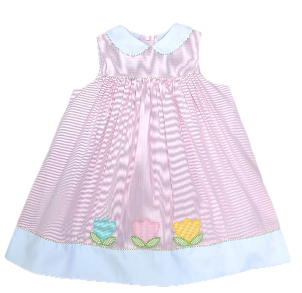Pink Tulips Float Girl's Dress - Little Threads Inc. Children's Clothing