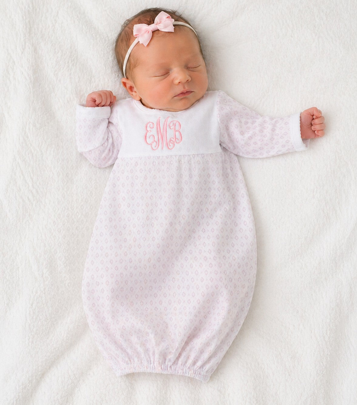 Pink Argyle with dot Baby Daygown - Little Threads Inc. Children's Clothing