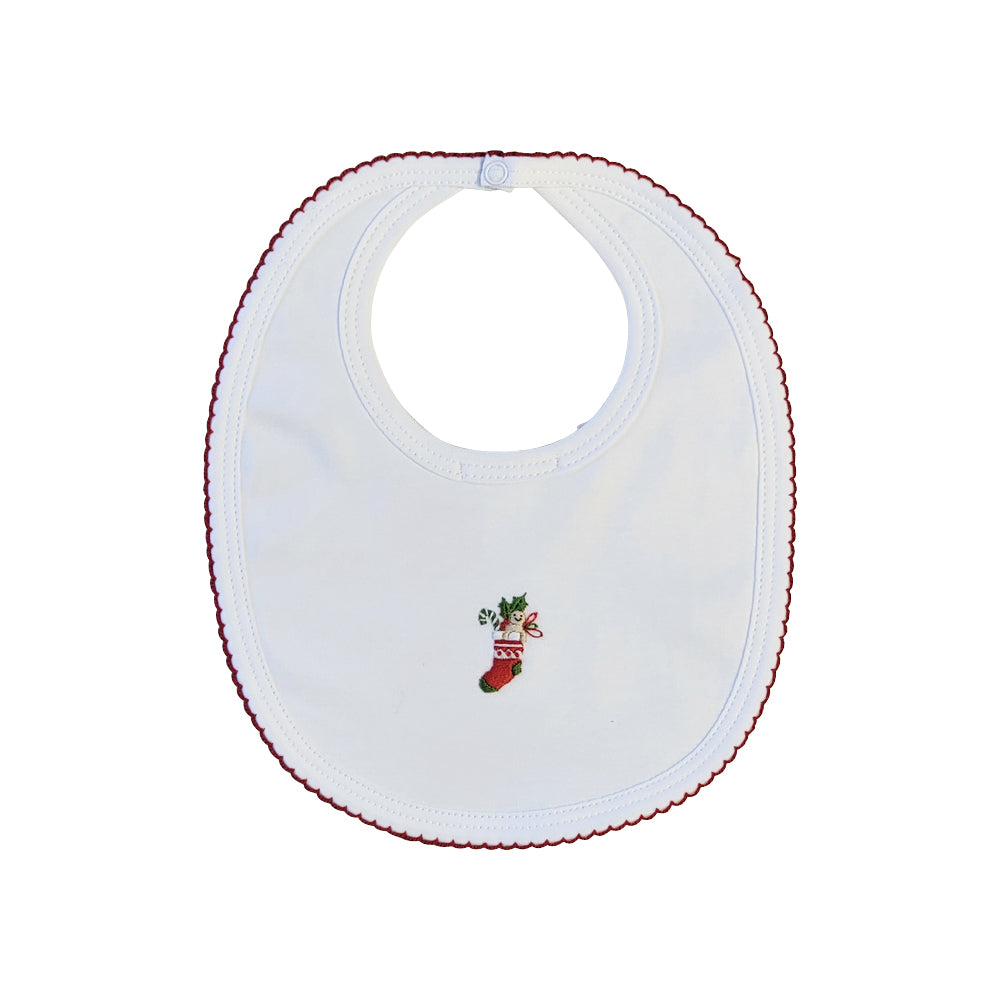 Christmas Stocking Pima Cotton Baby Girl Bib - Little Threads Inc. Children's Clothing