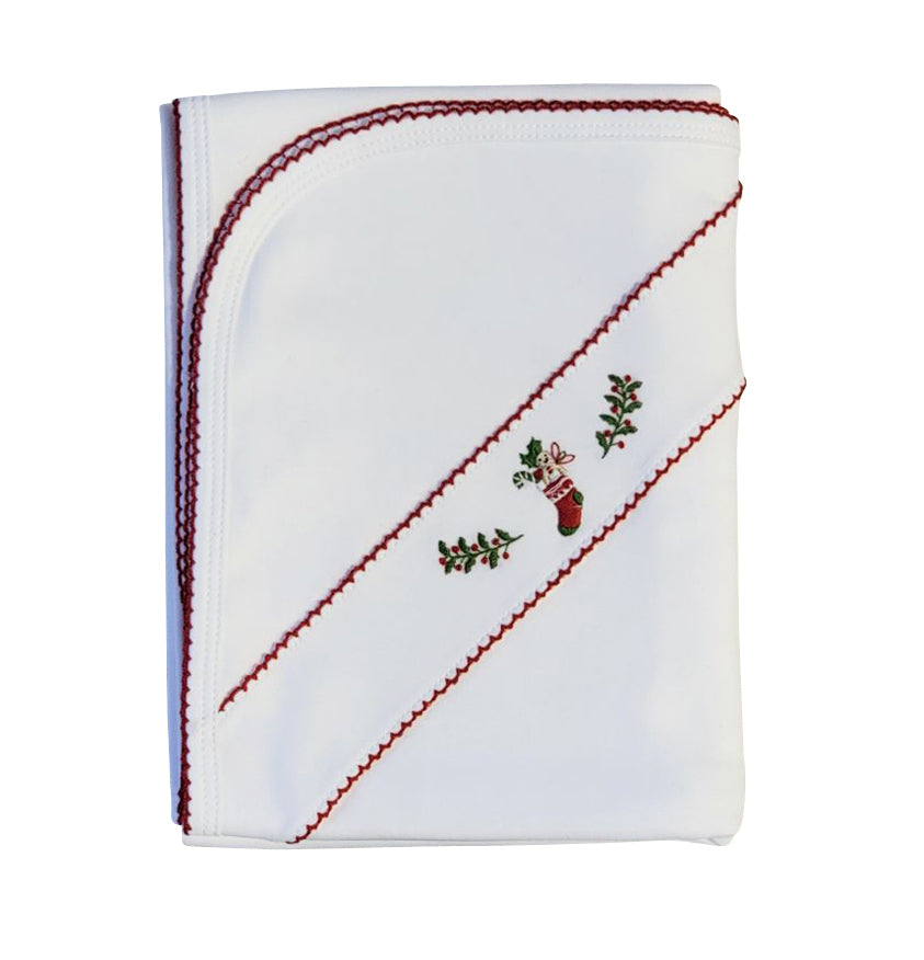 Christmas Stocking Pima Cotton Baby Girl Blanket - Little Threads Inc. Children's Clothing