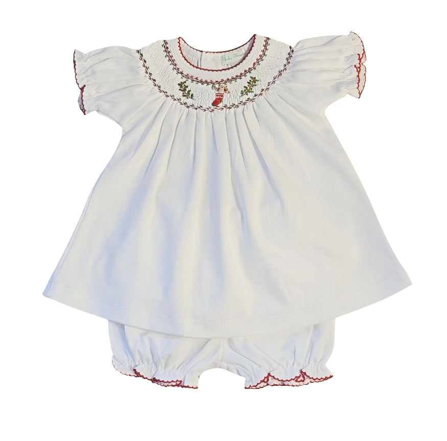 Christmas Stocking Pima Cotton Baby Girl Bishop - Little Threads Inc. Children's Clothing