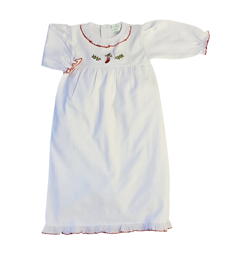 Baby Girl's "Christmas Stocking" Pima Cotton Day Gown - Little Threads Inc. Children's Clothing