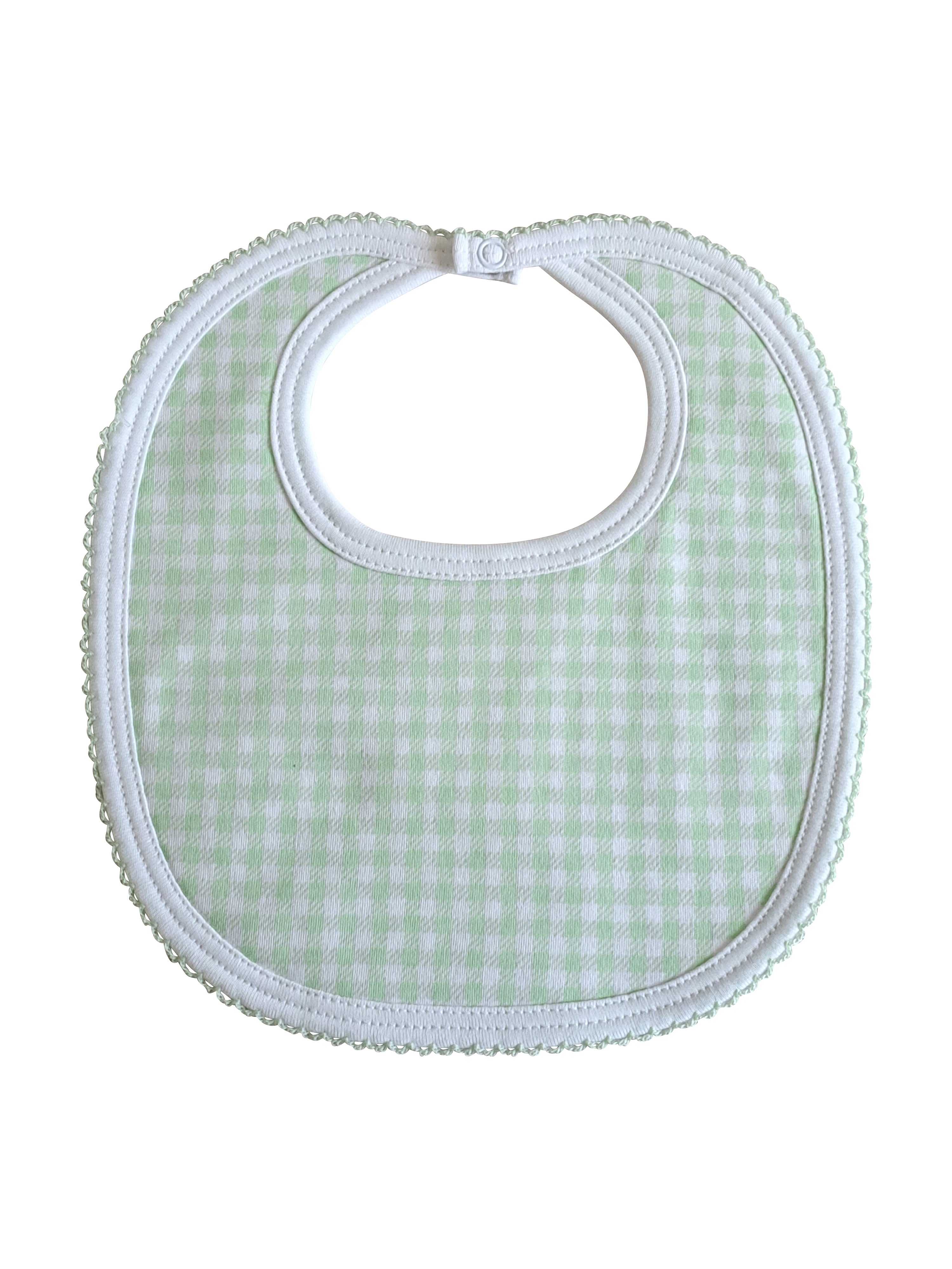 Mint checks monogramed Pima Cotton Baby bib - Unisex - Little Threads Inc. Children's Clothing