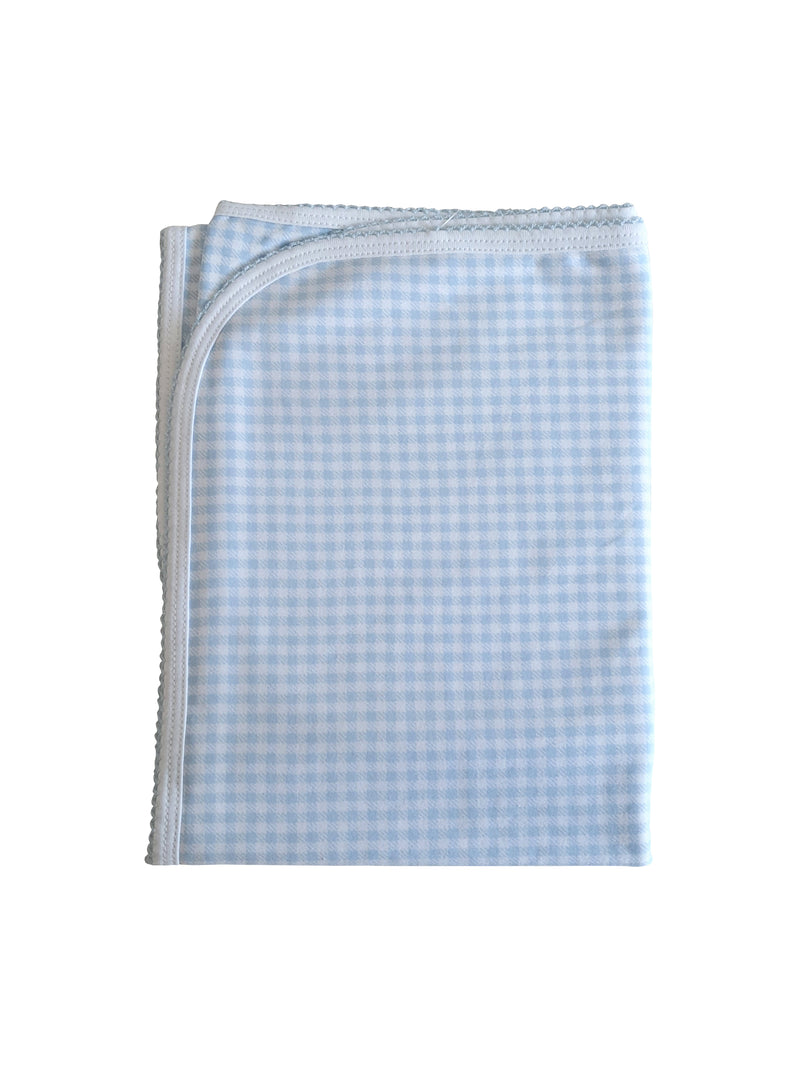 Baby's "Blue Checks" Pima Cotton Blanket - Little Threads Inc. Children's Clothing