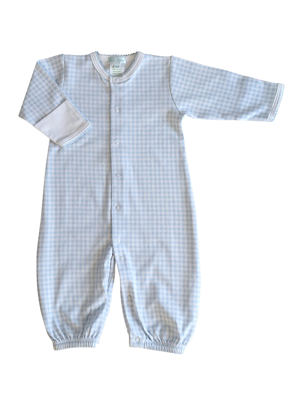 Baby's "Blue Checks" Pima Cotton Converter Gown - Little Threads Inc. Children's Clothing