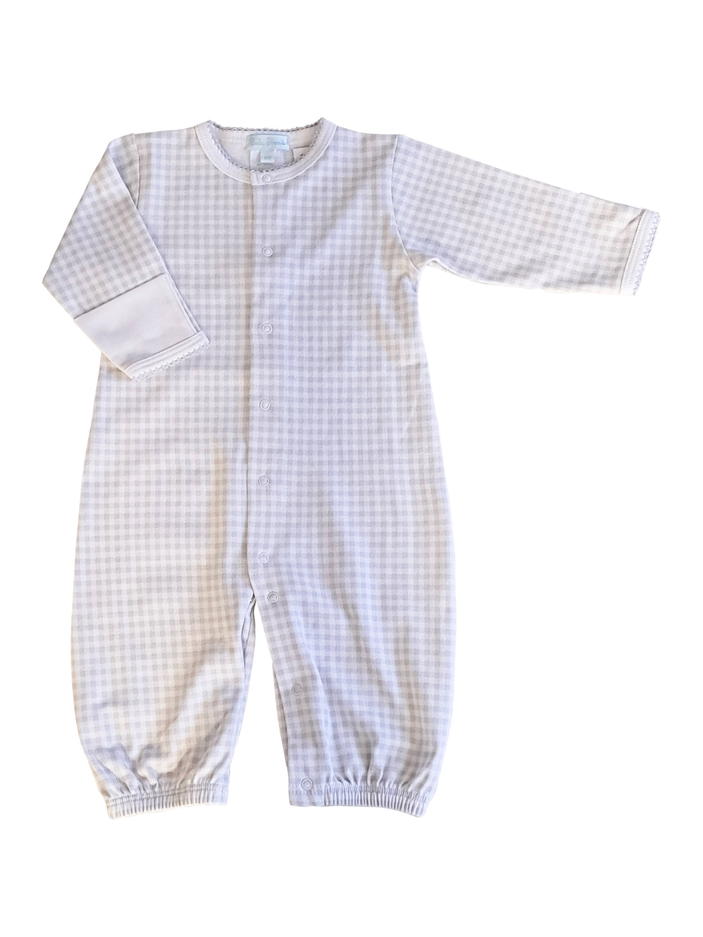 Baby's "Grey Checks" Unisex Pima Cotton Converter Gown - Little Threads Inc. Children's Clothing